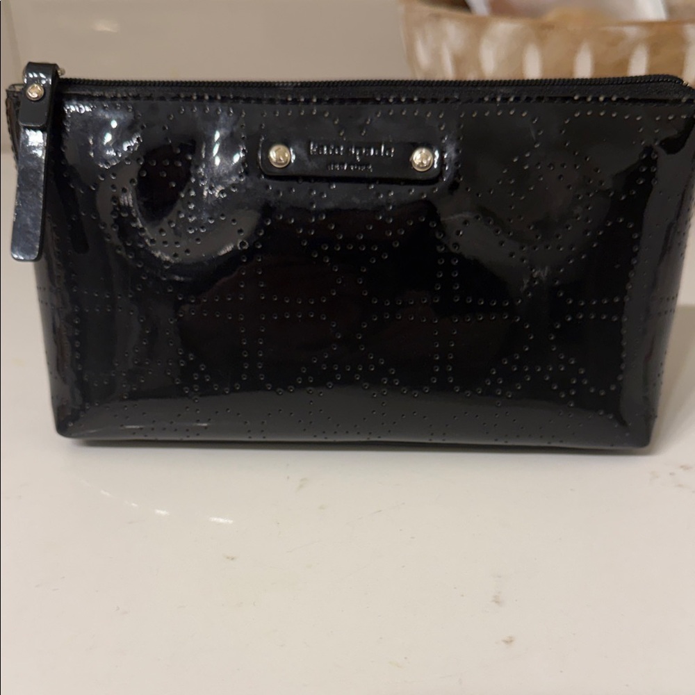 SMALL Kate Spade Black Patent Cosmetic Bag